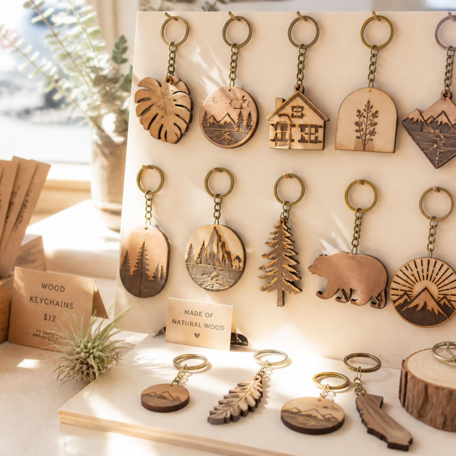 Wood keychains